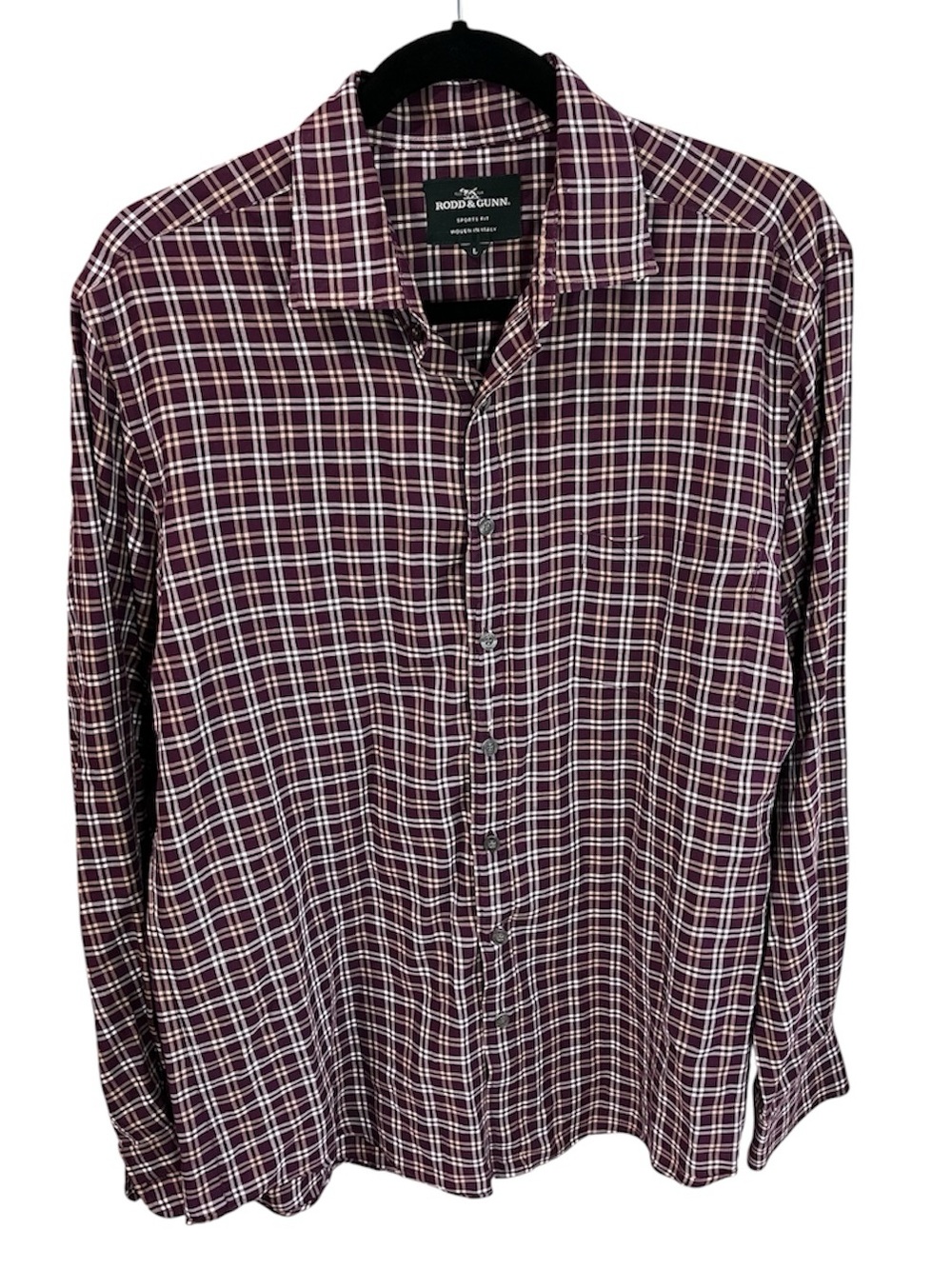 Rodd & Gunn Southburn Sports Fit Cranberry Plaid Albini Italian Cotton Button Up